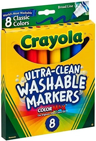 Crayola Washable Markers Broad Point Classic Colors 8Pack 58-7808 Pack of 3 Multi