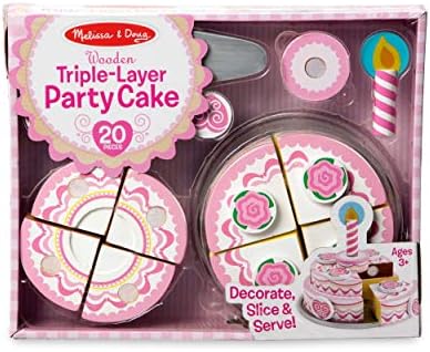 Melissa & Doug Melissa Doug Triple-Layer Party Cake Wooden Play Food Set - Birthday Cake