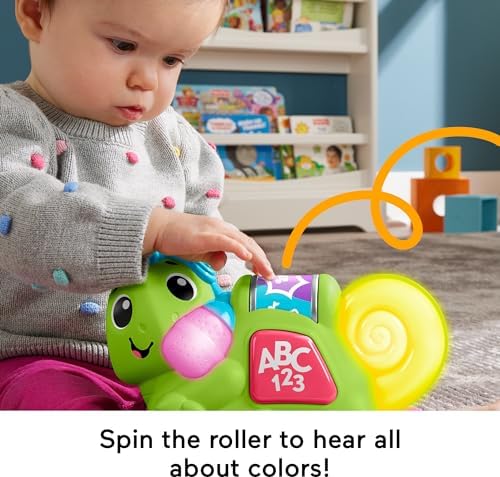 Fisher-Price Baby Learning Toy Link Squad Crawl 'n Colors Chameleon with Music Lights for