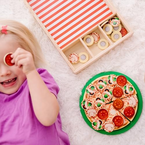 Melissa & Doug Melissa Doug Pizza Party Wooden Pretend Play Food Set With 36 Toppings