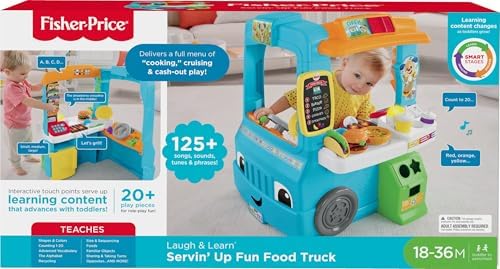 Fisher-Price Toddler Learning Toy Laugh Learn Servin' Up Fun Food Truck Electronic Playset