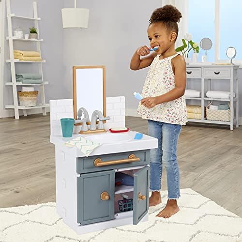 Little Tikes First Bathroom Sink with Real Working Faucet Pretend Play for 12 Bathroom