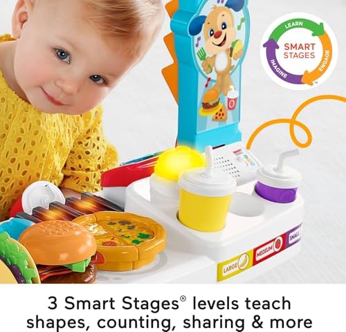 Fisher-Price Toddler Learning Toy Laugh Learn Servin' Up Fun Food Truck Electronic Playset