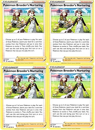 Pokemon Trainer Card Set - Pokemon Breeder's Nurturing - Darkness Ablaze Supporter x4 Lot
