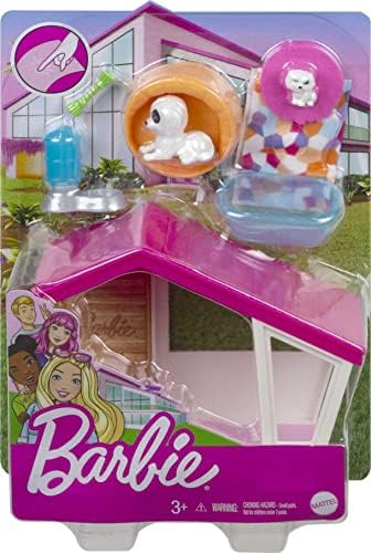 Barbie Mini Playset with 2 Pet Puppies Doghouse and Pet 3 to 7 Year Olds