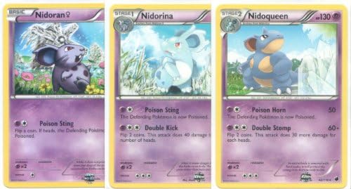 Pokemon Nidoqueen Nidorina and Nidoran Female - Rare Card Evolution Set Plasma Freeze 40
