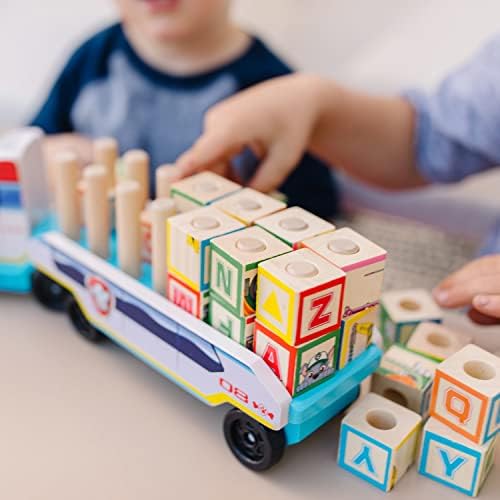 Melissa & Doug Melissa Doug PAW Patrol Wooden ABC Block Truck 33 Pieces - Sort And Stack Alphabet Blocks For Toddlers Vehicle