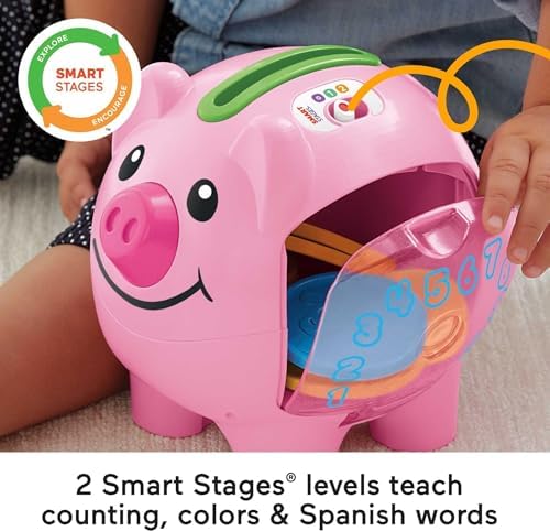 Fisher-Price Baby Toddler Toy Laugh Learn Smart Stages Piggy Bank with Educational Songs