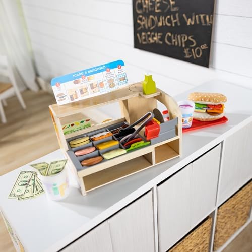Melissa & Doug Melissa Doug Wooden Slice Stack Sandwich Counter with Deli Slicer -