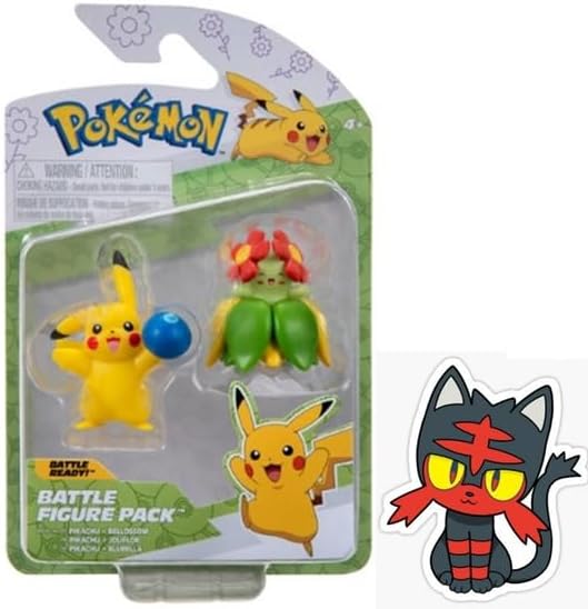 Pokemon Battle Figure Action Ready 2 Pack with Bonus Sticker Spring Easter Pikachu and