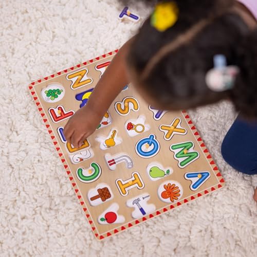 Melissa & Doug Melissa Doug Lift See Alphabet Wooden Peg Puzzle