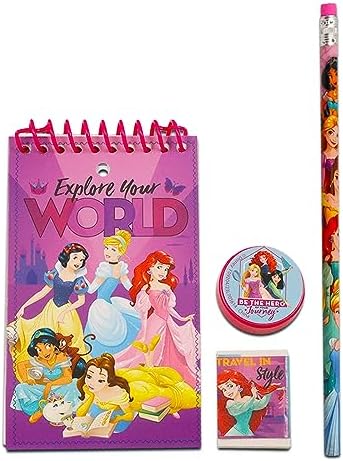 Disney Princess Party Favor Set - Bundle of 6 Disney Princess Notepads Pencils and More