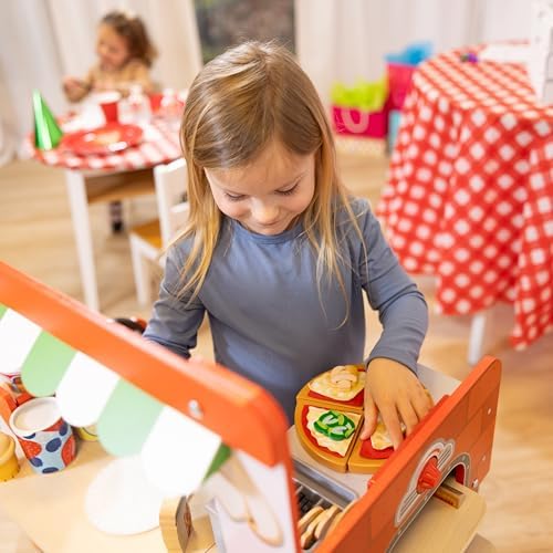 Melissa & Doug Melissa Doug Wooden Pizza Food Truck Activity Center with Play Food for