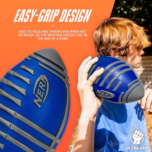 Nerf Weather Blitz Foam Football for All-Weather Play - Easy-to-Hold Grips - Great for