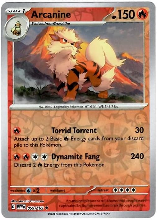 Pokemon - Arcanine 059165 151 - Reverse Foil - Single Card