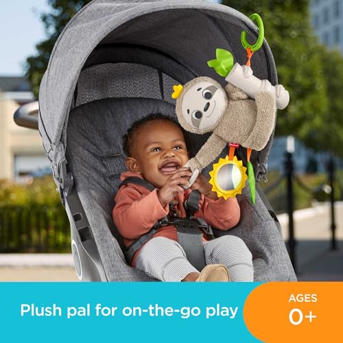 Fisher-Price Baby Toy Slow Much Fun Stroller Sloth Travel Activity with Motion Sensory