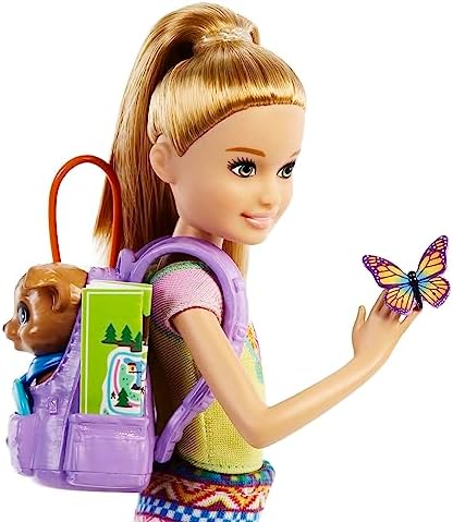 Barbie It Takes Two Stacie Doll Camping Playset with Doll Pet Tent Puppy Sticker Sheet