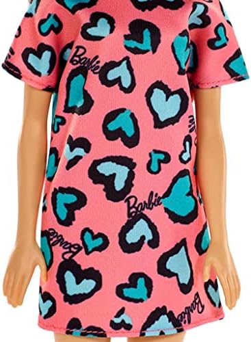 Barbie Brunette Wearing Pink and Blue Heart-Print Dress and Platform Sneakers for 3 to 7