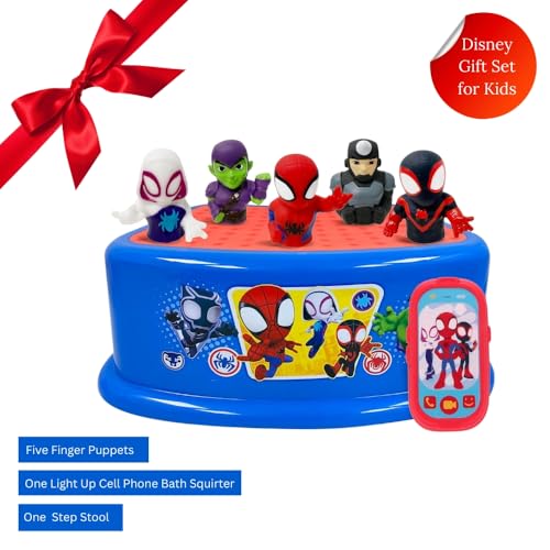 Marvel Spidey and His Amazing Friends Bath Time Fun Set - Bath Finger Puppets Light Up