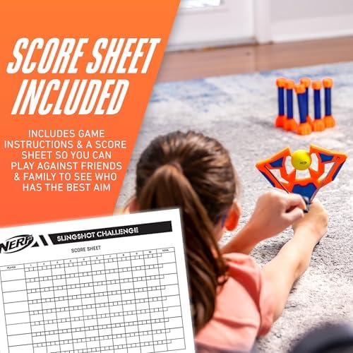 Nerf Slingshot Challenge - Slingshot Bowling Game Set - Toy Target Game for - Foam Ball