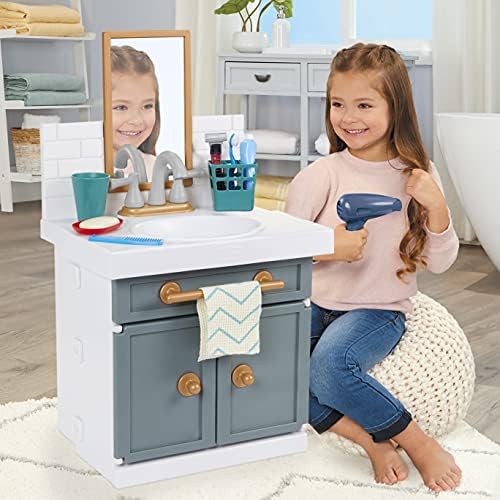 Little Tikes First Bathroom Sink with Real Working Faucet Pretend Play for 12 Bathroom