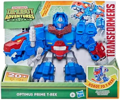 Transformers Dinobot Adventures Optimus Prime T-Rex Converting Toy with Lights and Sounds