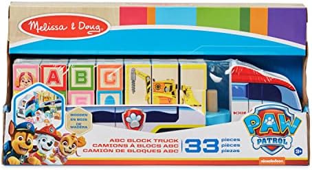 Melissa & Doug Melissa Doug PAW Patrol Wooden ABC Block Truck 33 Pieces - Sort And Stack Alphabet Blocks For Toddlers Vehicle