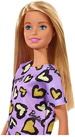 Barbie Blonde Wearing Purple and Yellow Heart-Print Dress and Platform Sneakers for 3 to