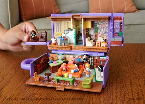 Polly Pocket Friends Compact Playset with 6 Character Dolls 9 Coffee Cup Exterior Toy