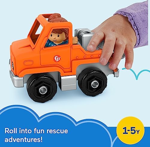 Fisher-Price Little People Toddler Toy Help and Go Tow Truck and Figure for Pretend Play
