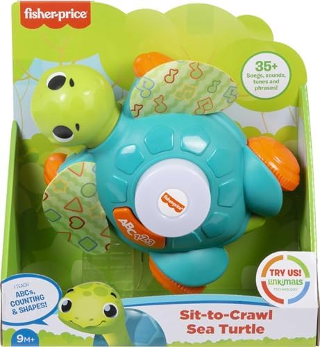 Fisher-Price Baby Toy Linkimals Sit-to-Crawl Sea Turtle for Ages 9 Months Compatible Only