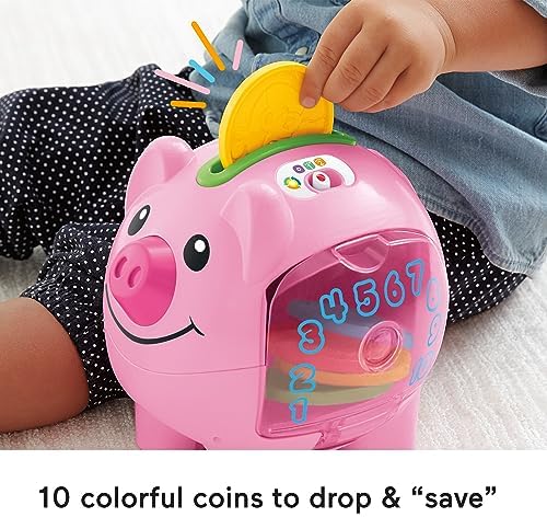 Fisher-Price Baby Toddler Toy Laugh Learn Smart Stages Piggy Bank with Educational Songs