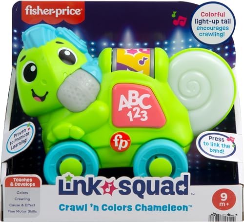 Fisher-Price Baby Learning Toy Link Squad Crawl 'n Colors Chameleon with Music Lights for