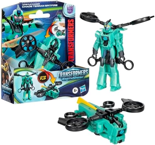 Transformers EarthSpark 1-Step Flip Changer Chaos Terran Spitfire 4-Inch Converting Robot