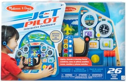 Melissa & Doug Melissa Doug Jet Pilot Interactive Dashboard Wooden Toy for Boys and Girls