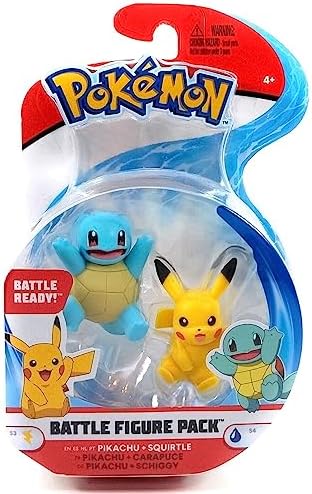 Pokemon Battle Feature Figure Action Ready Pikachu and Squirtle