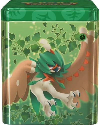 Pokemon TCG Grass Stacking Tin 3 Booster Packs Coin