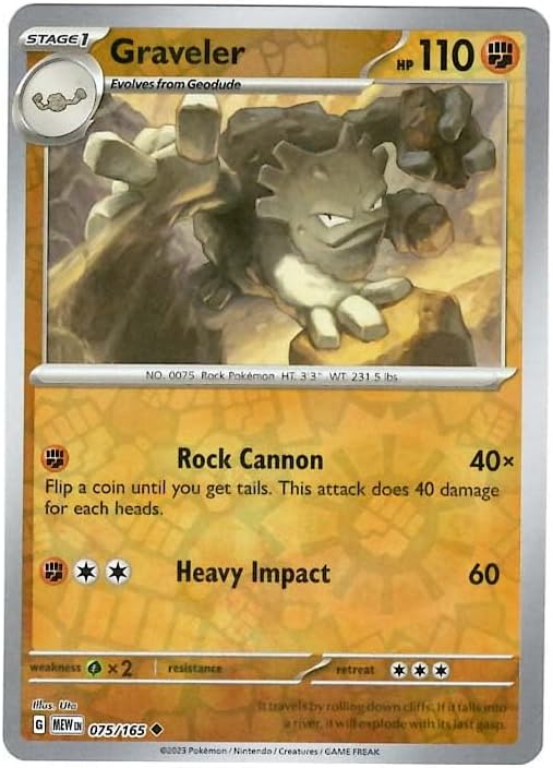 Pokemon - Graveler 075165 - Pokemon 151 - Reverse Foil - Single Card