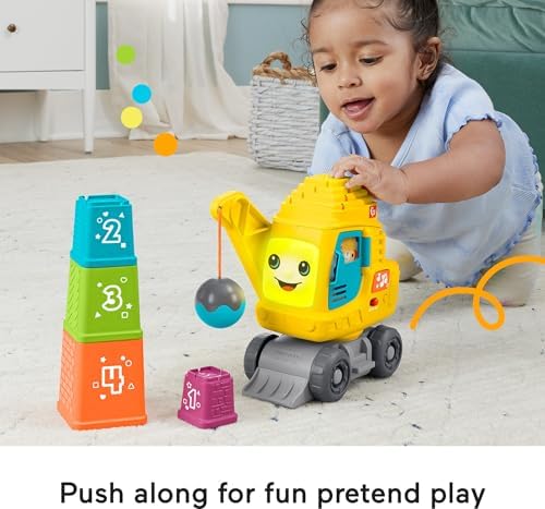 Fisher-Price Baby Toddler Learning Toy Count Stack Crane with Blocks Lights Music Sounds