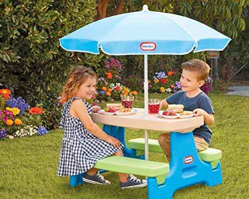 Little Tikes Easy Store Picnic Table with Umbrella Multi Color 42.00''L x 38.00''W x