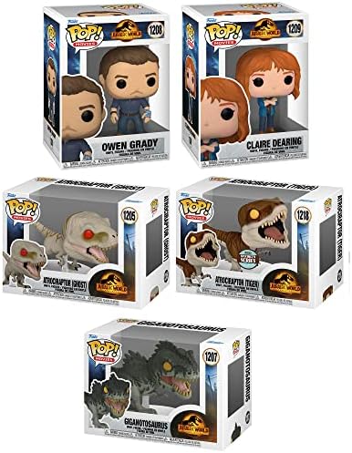 Funko Pop Movies Jurassic World 3 Dominion Collectors Set - 5 Figure Set Ghost Tiger