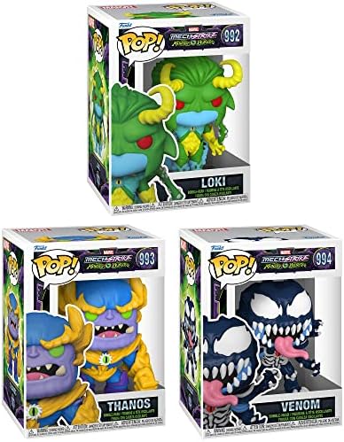 Funko Pop Marvel Mech Strike Monster Hunters Collectors Set - 3 Figure Set Loki Thanos