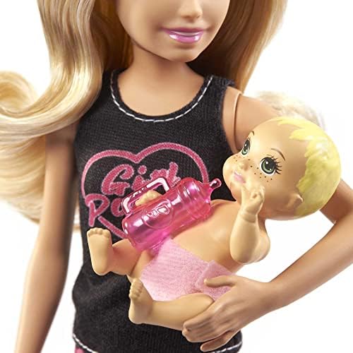 Barbie Skipper Babysitters Inc Set with Blonde Doll in 'Girl Power' Top Baby Doll 4