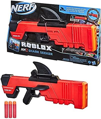 Nerf Roblox MM2 Shark Seeker Dart Blaster Shark-Fin Priming 3 Mega Darts Code to Unlock