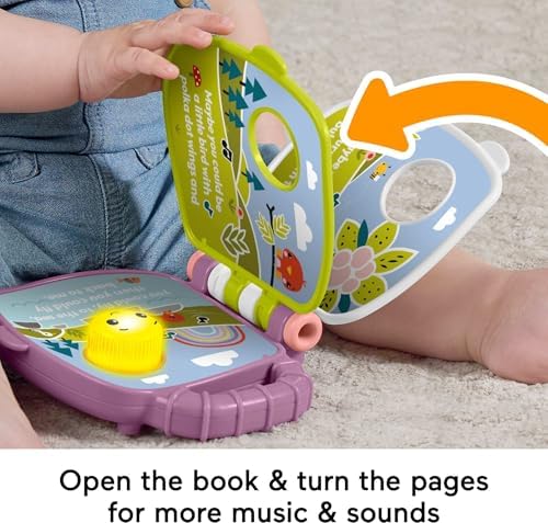 Fisher-Price Baby Toy Purple Monkey Musical Storybook with Lights Sounds for Infants