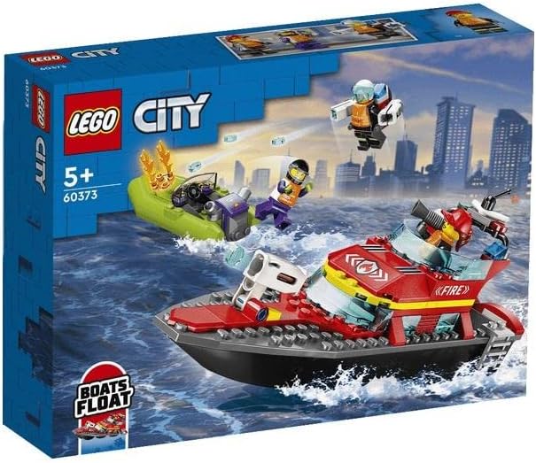 LEGO City Fire Rescue Boat 60373 Toy Floats on Water with Jetpack Dinghy and 3
