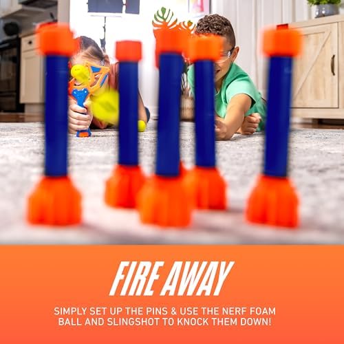 Nerf Slingshot Challenge - Slingshot Bowling Game Set - Toy Target Game for - Foam Ball