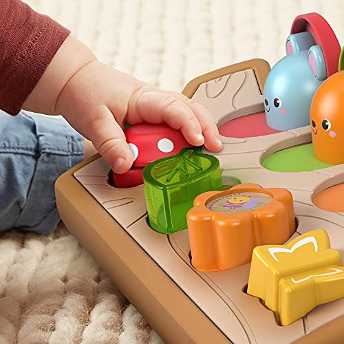 Fisher-Price Baby Toy Hide Peek Pop-Up Animal-Themed Sensory Activity with Wood Accents