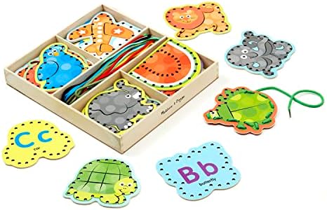 Melissa & Doug Melissa Doug Alphabet Wooden Lacing Cards With Double-Sided Panels and