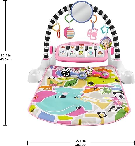 Fisher-Price Baby Gift Set Glow and Grow Kick Play Piano Gym Blue Playmat Musical